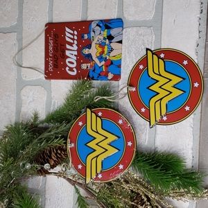 Marvel Batman Superman WonderWoman "don't forget bad guy's" set of 3 ornament